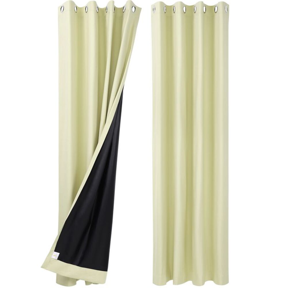 2 Panels 100% Blackout Curtains Gommet Top 52"Wx95"L Beige